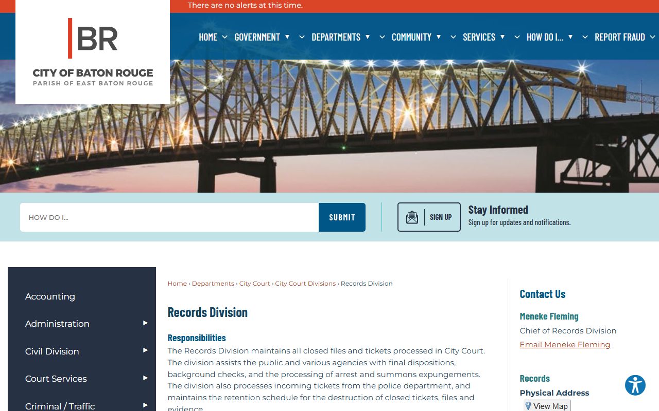 Baton Rouge Police Department crime data page