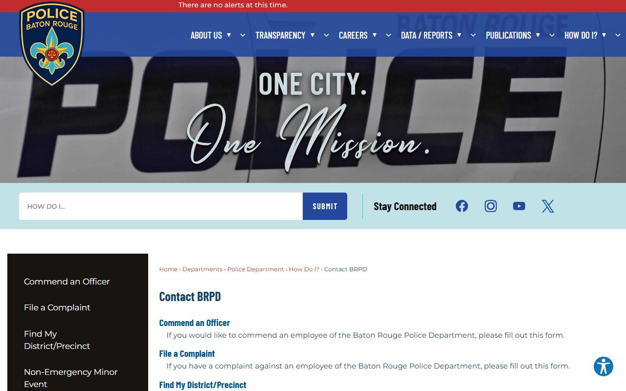 Baton Rouge Police Department services page