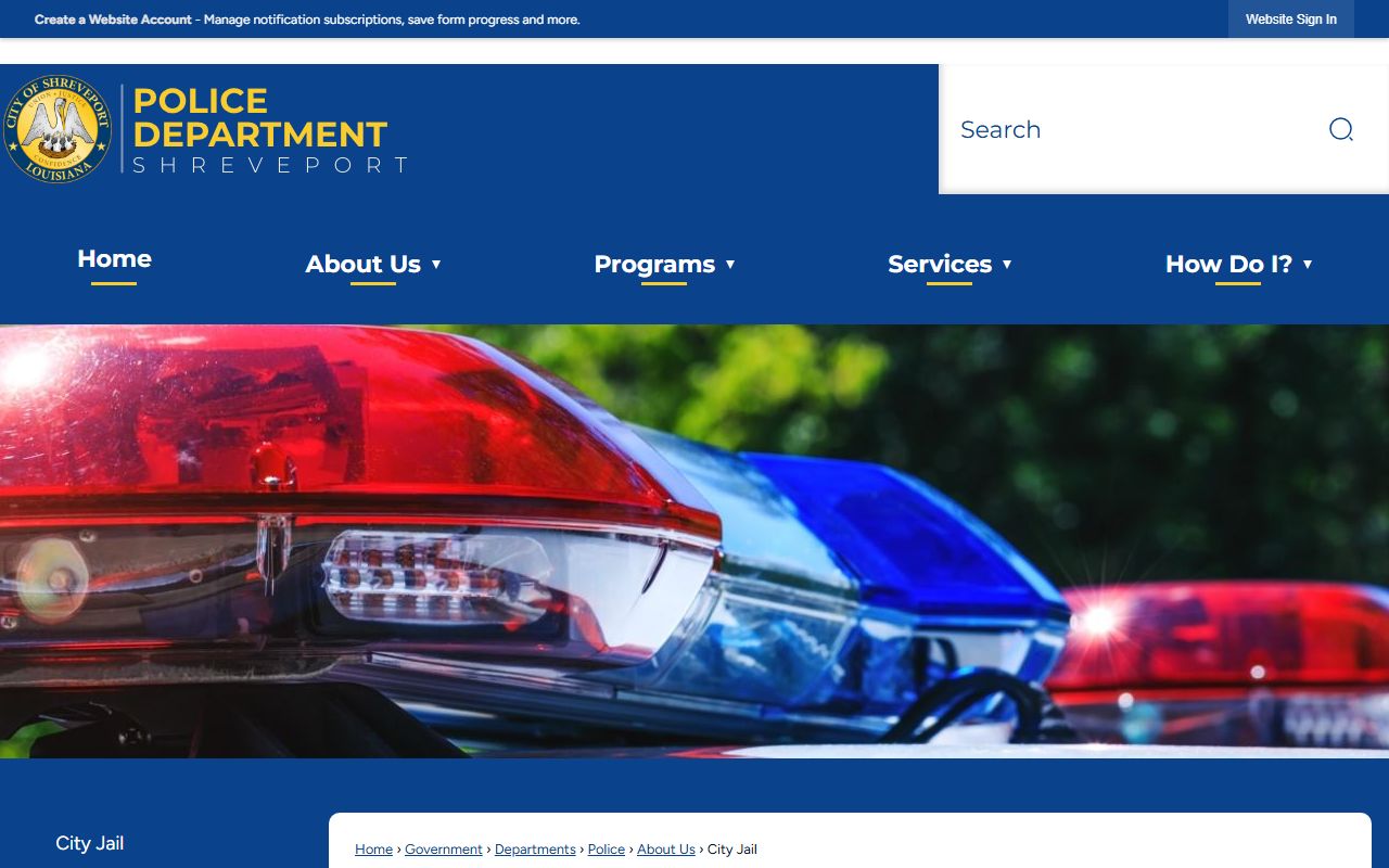 Shreveport Police Department crime statistics page