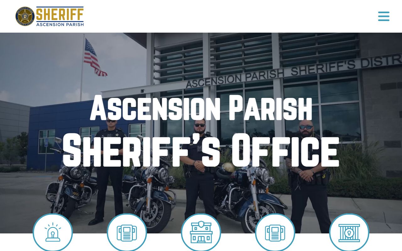 Ascension Parish Sheriff's Office website homepage sex offender registry