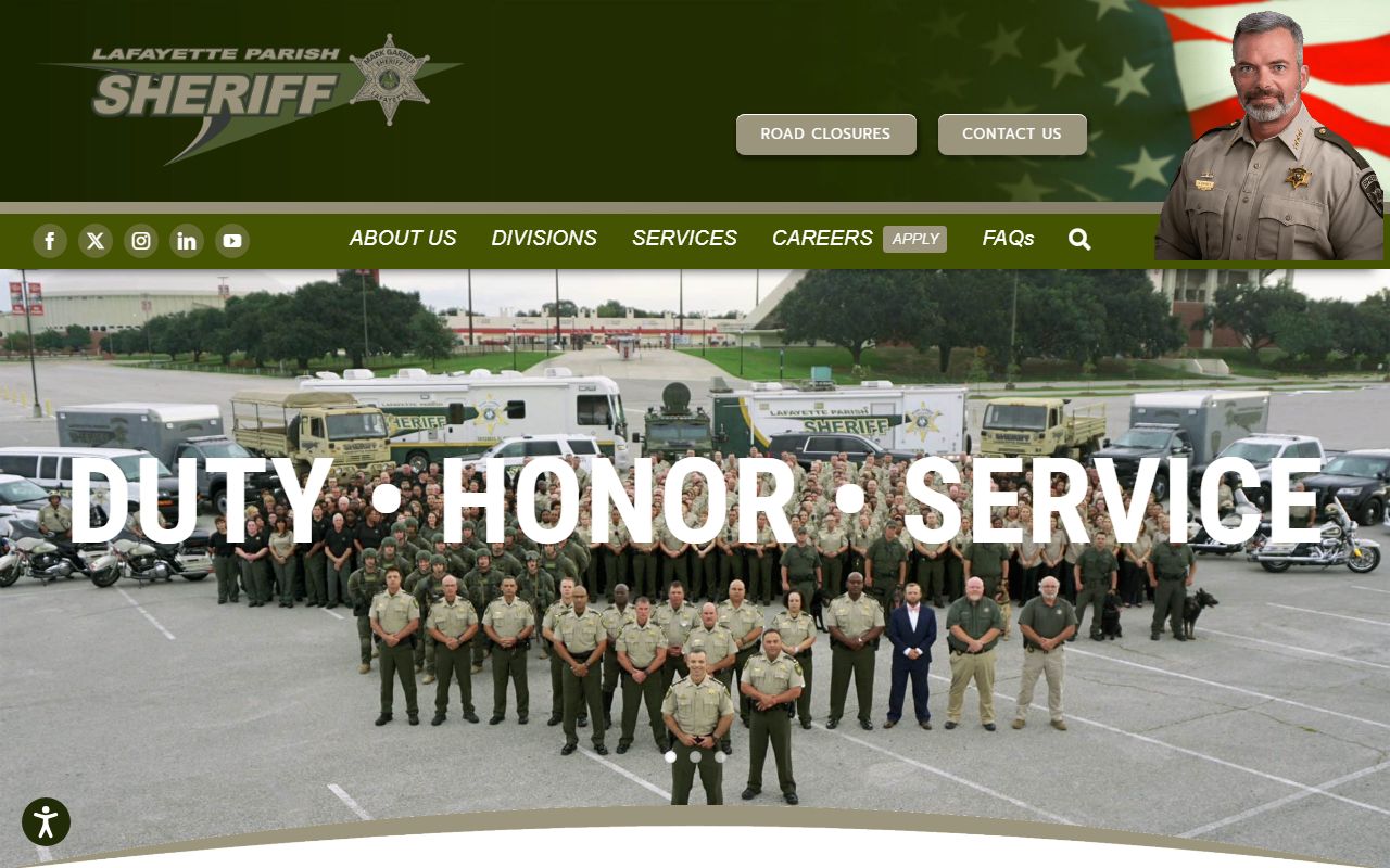 Lafayette Parish Sheriff's Office website homepage