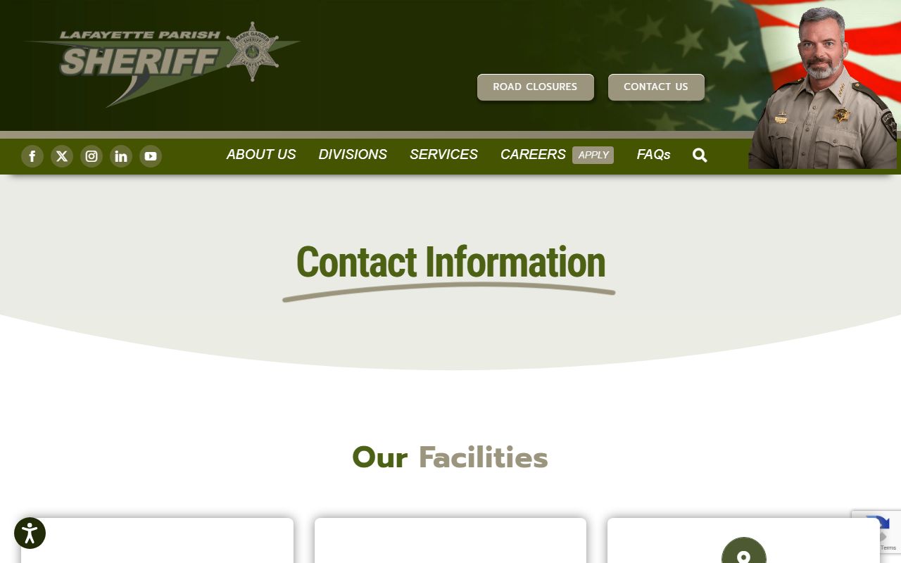 Lafayette Parish Sheriff's Office contact page