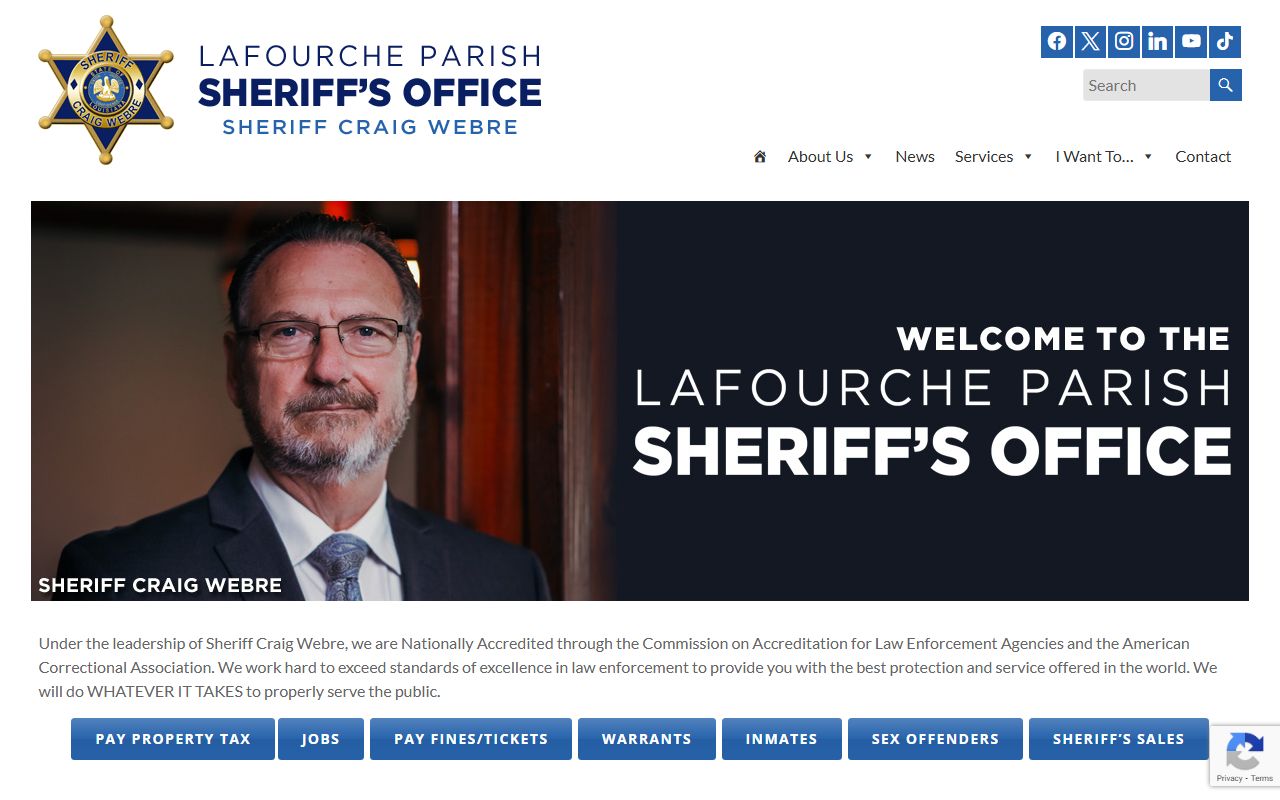 Lafourche Parish Sheriff's Office website homepage