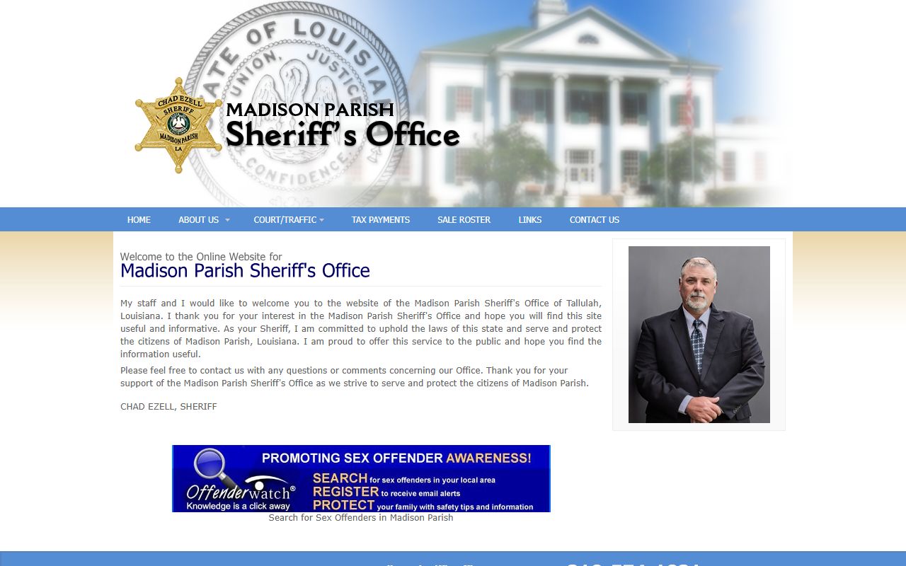 Madison Parish sex offender registry - Madison Parish Sheriff's Office homepage