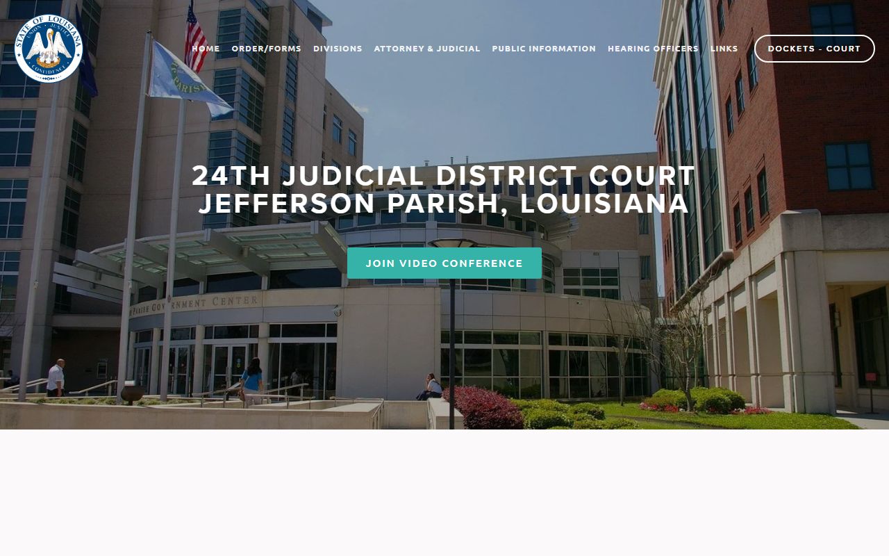 24th Judicial District Court website serving Metairie