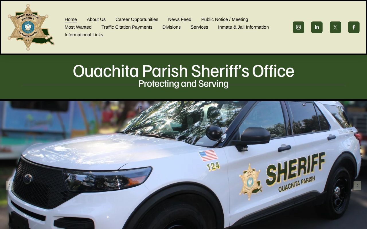 Ouachita Parish Sheriff's Office website homepage