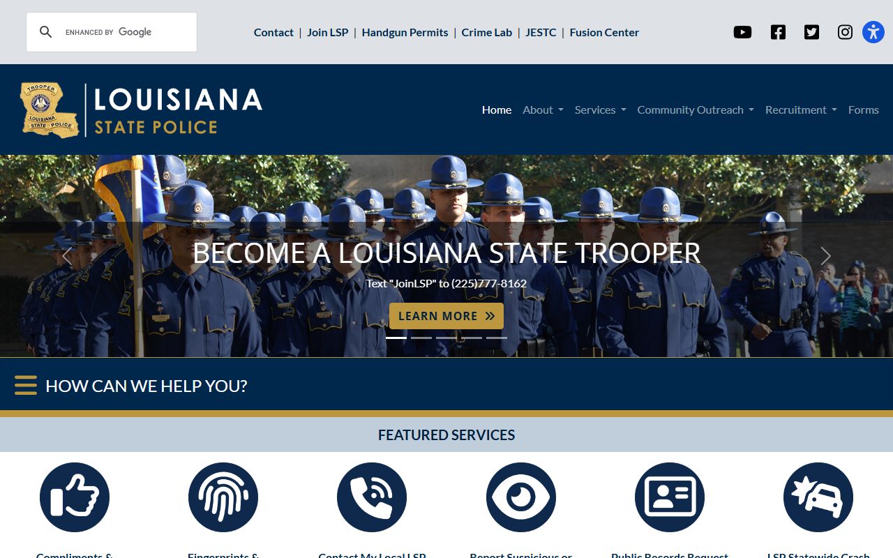 Louisiana State Police homepage