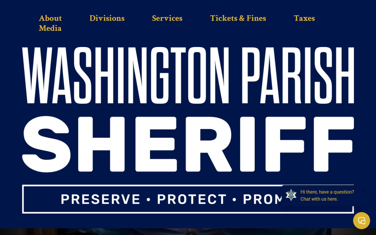 Washington Parish Sheriff's Office website homepage