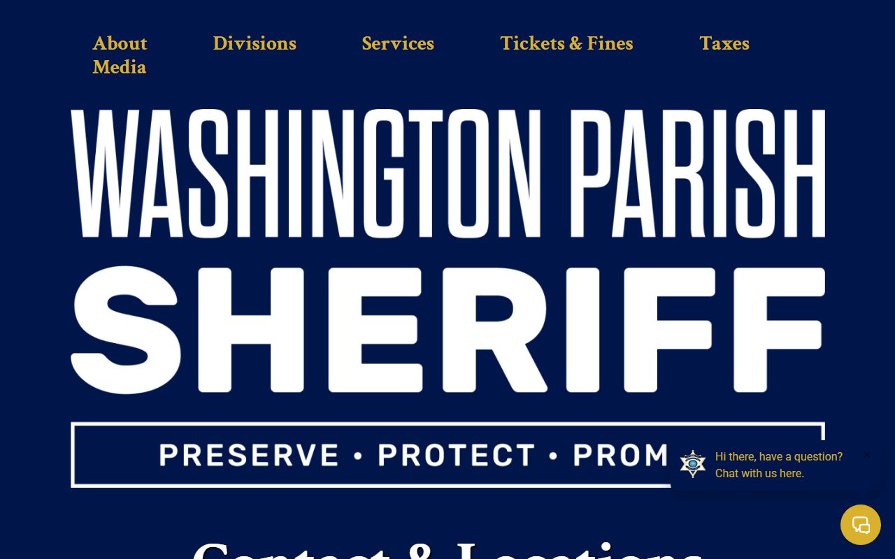 Washington Parish Sheriff's Office contacts page