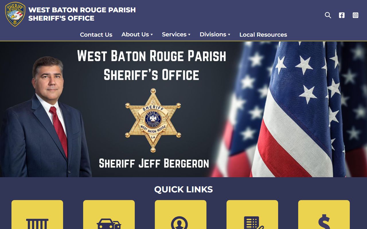 West Baton Rouge Parish Sheriff's Office website homepage